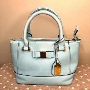 Brangio Hand Bag Medium Tote Purse Baby Blue Italian  Made